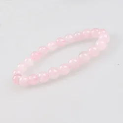 Natural Stone Beads Rose Quartz Pink Crystal Elastic Yoga Bracelets Charm Bracelet Jewelry 6 8 10 12mm Bracelets For Woman Gift