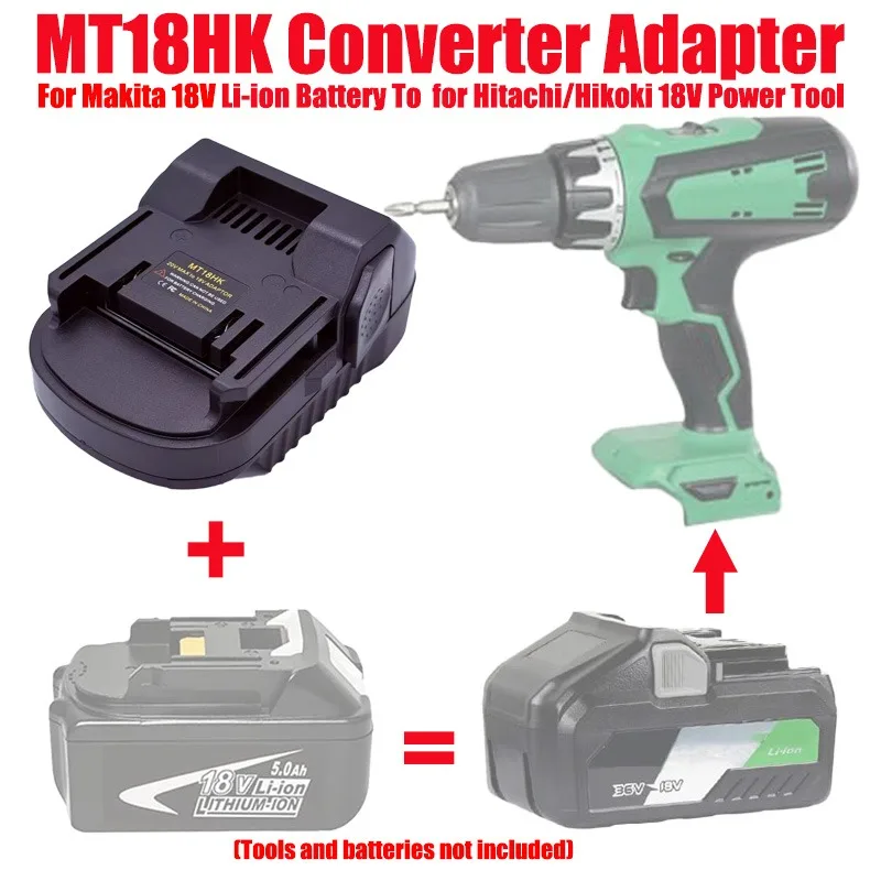 ALASICKA Battery Adapter Converter MT18HK for Makita 18V Li-ion Battery Convert To Work for Hitachi/Hikoki 18V Li-ion Power Tool