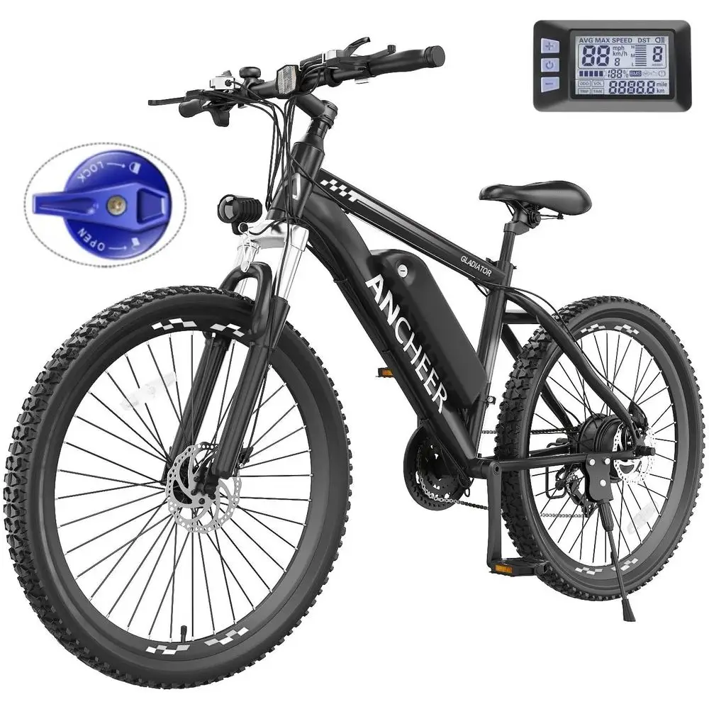 

26 Adult Electric Bike, 750W Peak Power, 20-22MPH Speed, 48V 374Wh/499Wh Battery, 3H Fast Charge, LCD Display, Front Suspension,