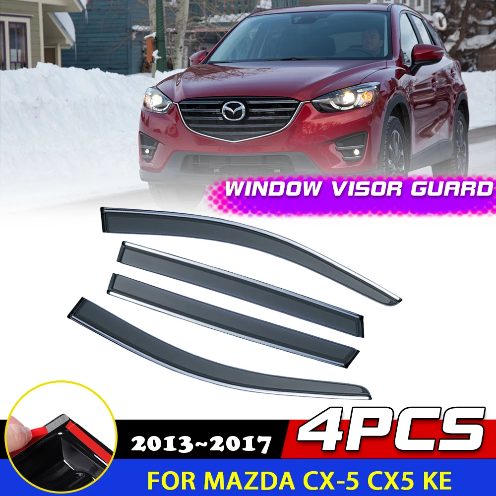 Car Windows Visor for Mazda CX-5 CX5 KE 2013~2017 2014 Door Smoke Deflector Guards Cover Awnings Sun Rain Eyebrow Accessories