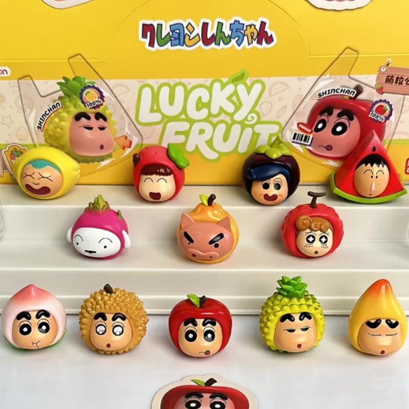 【In Stock】Anime Crayon Shinchan Fruit Granule Series Blind Box Cute Mini Figurine Desktop Decor Collectible Doll Birthday Gift