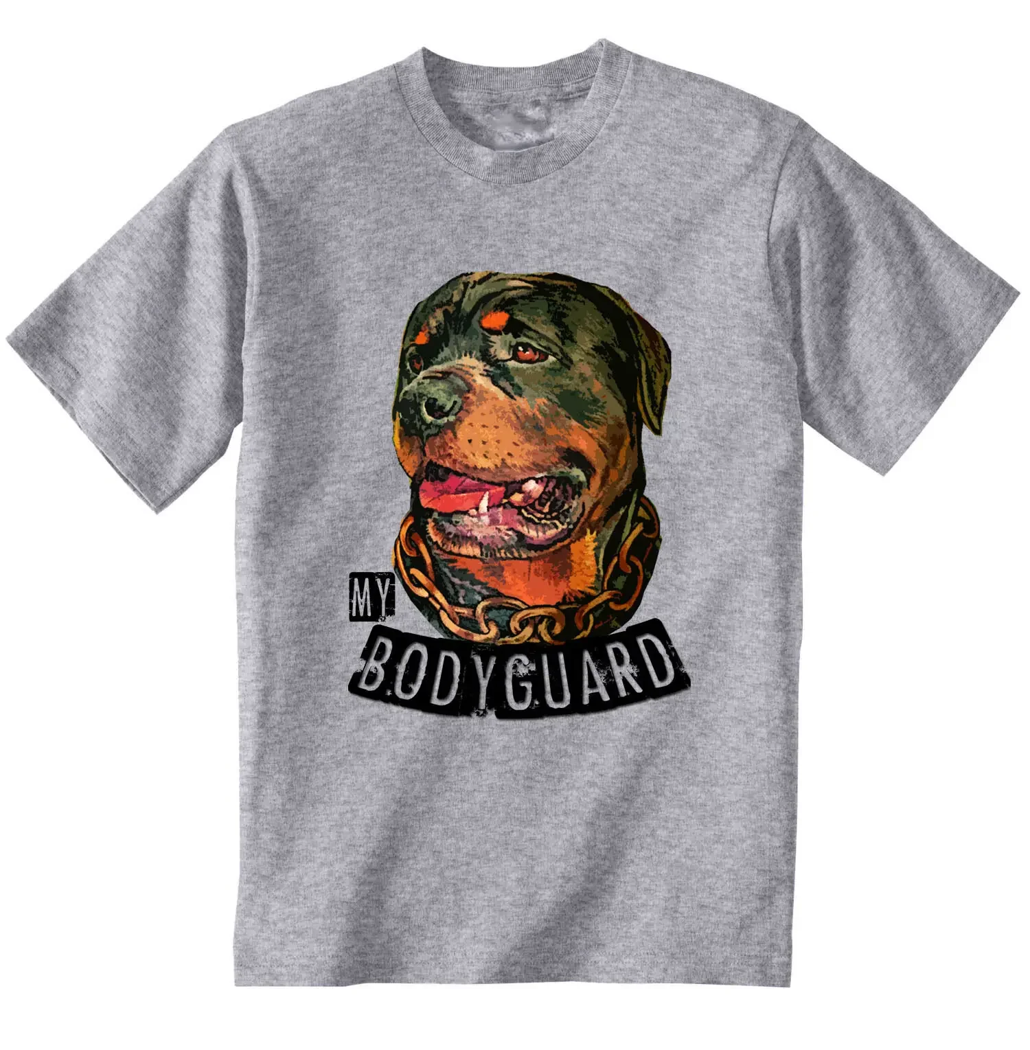 Rottweiler My Bodyguard. Funny Dog Lovers Gift T Shirt New 100% Cotton Short Sleeve O-Neck T-shirt Casual Mens Top