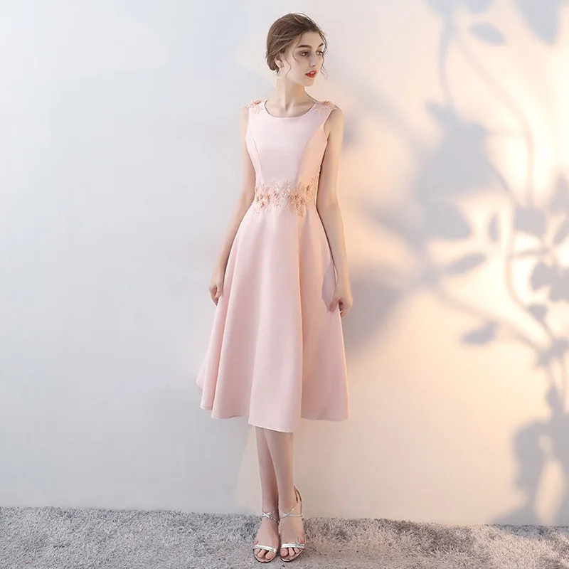 DongCMY Luxury Evening Dresses 2024 New Pink Party Dress Korean Medium Length Elegant Bridesmaid Gown For Women