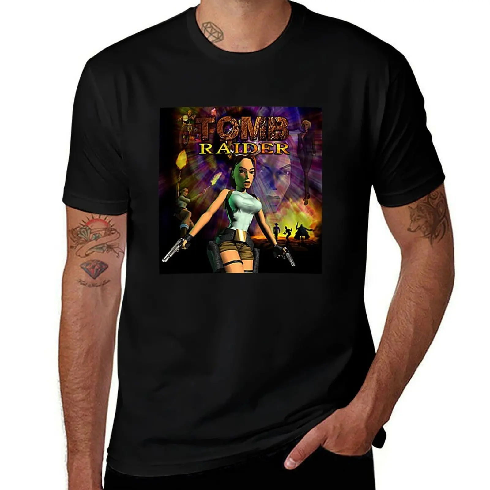 Tomb Raider Retro Video Game Cover T Shirt T-Shirt Sporty Casual Quick Dry T-Shirt