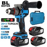 150N.M Brushless Electric Impact Drill Cordless Screwdriver Plates Soil  Electric Hammer WoodWorking Power Tool For 18-20V batte