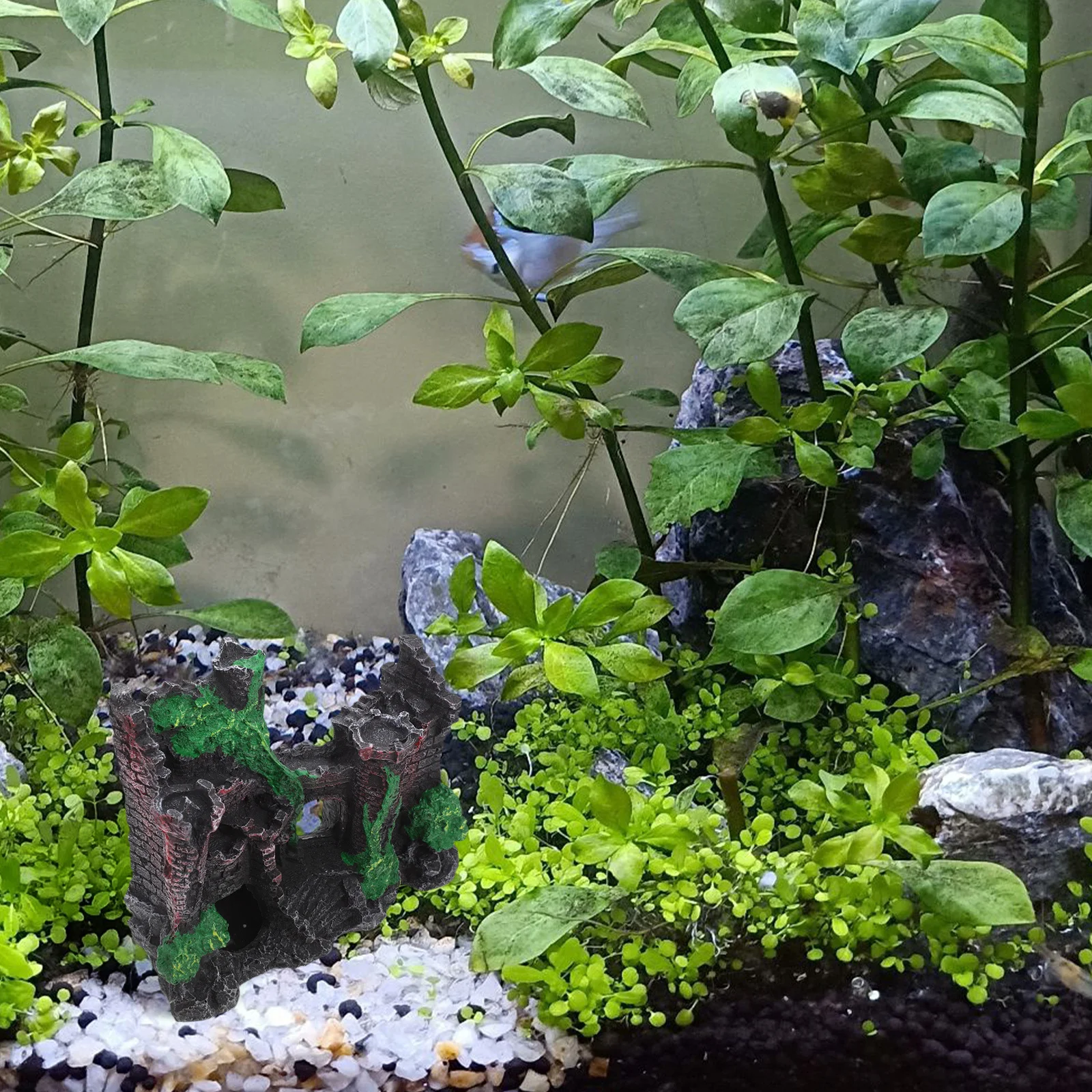 

Aquarium Castle Decoration Resin Durable Ancient Design Fish Shelter Colorful Safe Fish Tank Ornament Aquarium Mountain Decor