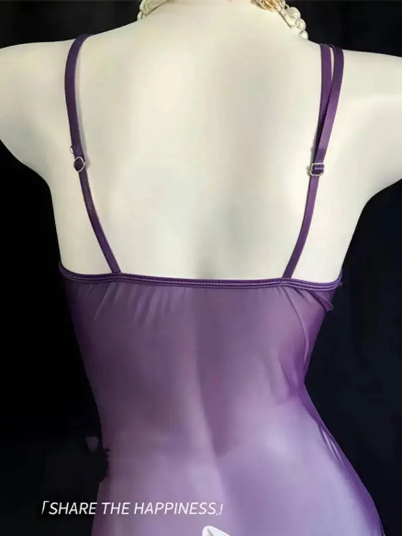 Tallas grandes 100kg encaje de pestañas encaje fino chica caliente medianoche pasión encanto Sexy púrpura mujeres mamelucos ropa trajes del cuerpo OXE8