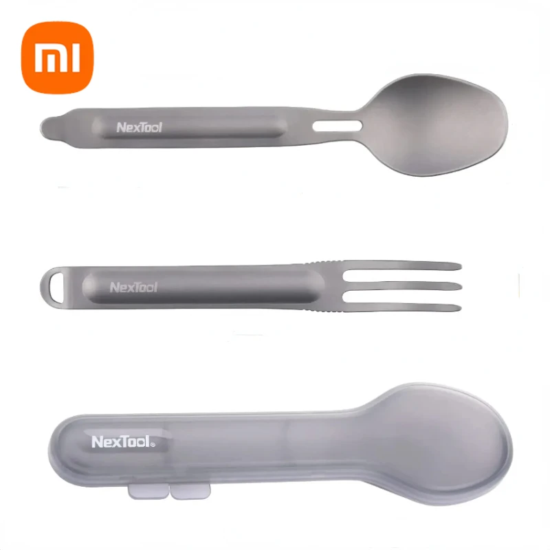 Xiaomi NexTool Outdoor Pure Titanium Spork and Spoon Reusable Camping Utensil Set with Flatware Set for Outdoor Camping Portable