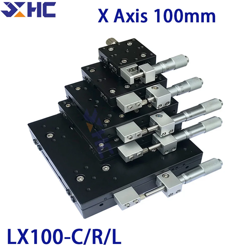 X Axis 100mm LX100-C LX100-L LX100-R Trimming Station Manual Displacement Platform Linear Stage Sliding Table  Cross Rail New