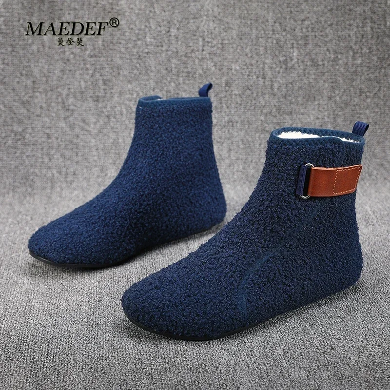 MAEDEF Cotton Shoes Male Boots Men Winter Warm Indoor Home Shoe Comfortable Plush Man Casual Shoes Soft  Anti-slip Walking Shoes