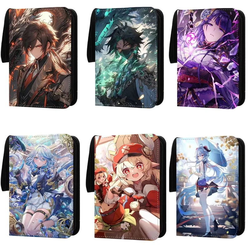 

400-900pcs Anime Genshin Impact Compartments Yae Miko Raiden Shogun Game Zipper Binder Collection Card Book Toy Birthday Gift