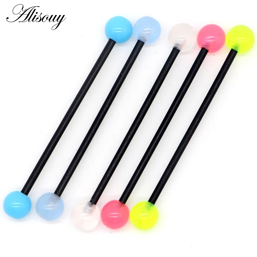 Alisouy 1PC Candy Color 14G 38mm Long Stud Earrings Ear Nails Piercing Orelha Cartilagem Ear Bone Nail Ear Plug Glow in Dark