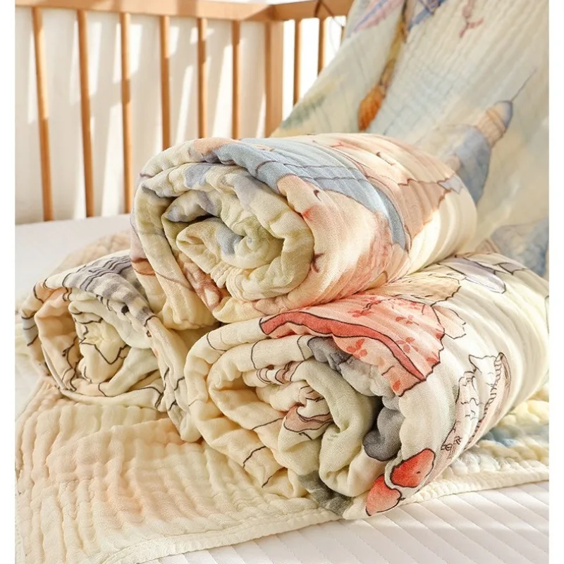 Baby Towel Newborn 2026 New Soft Breathable 6-layer Large Size Bamboo Cotton Gauze Baby Swaddle Cartoon Blanket - view 5