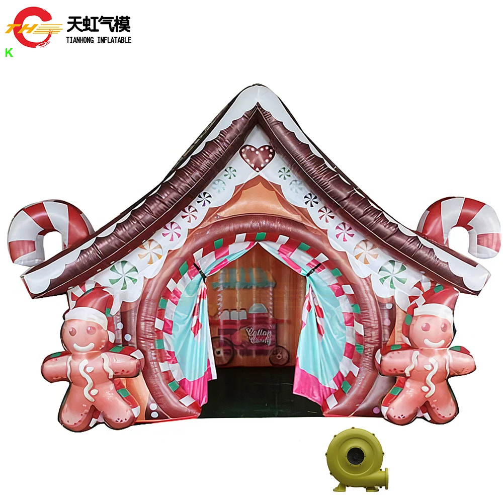 Fast Ship Commercial Inflatable Christmas House Gingerbread Santa Grotto Inflatable Cabin For Xmas Events Decoration