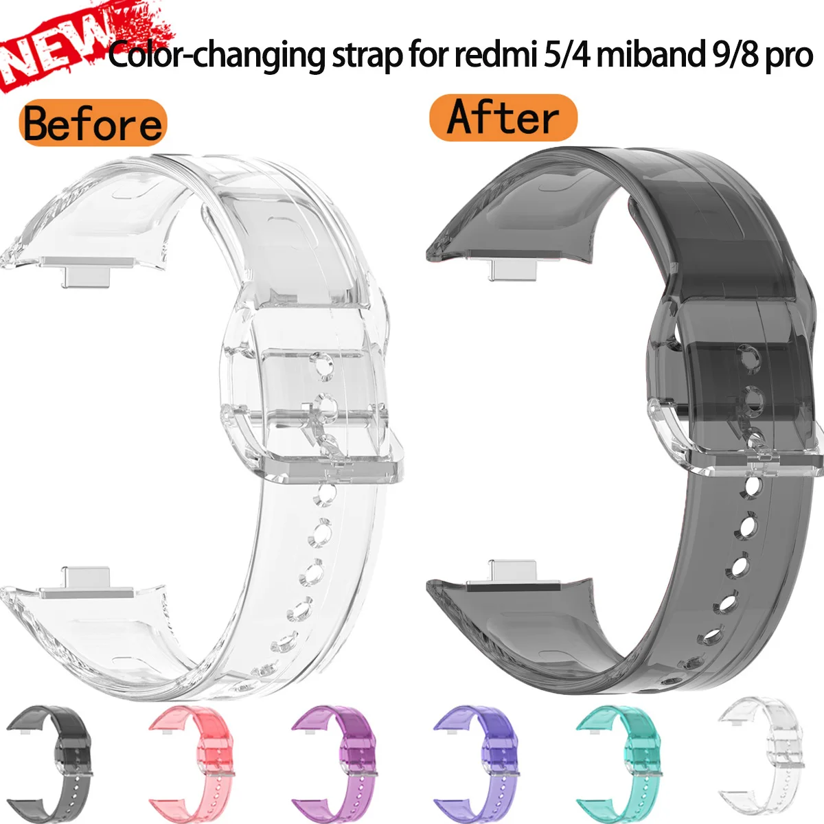 Color-changing watch Strap for Redmi watch 5 4 Sport Band for Xiaomi watch miband /8 pro Silicone Light-changing Bracelet