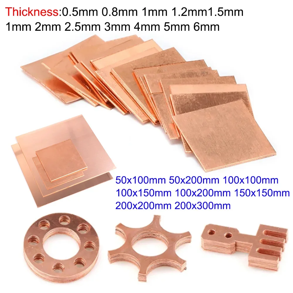 

Thick 0.5-6mm 99.9% T2 Pure Copper Plate 50x100 To 200x300 Nice Mechanical Behavior And Thermal Stability Copper Cu Metal Sheet