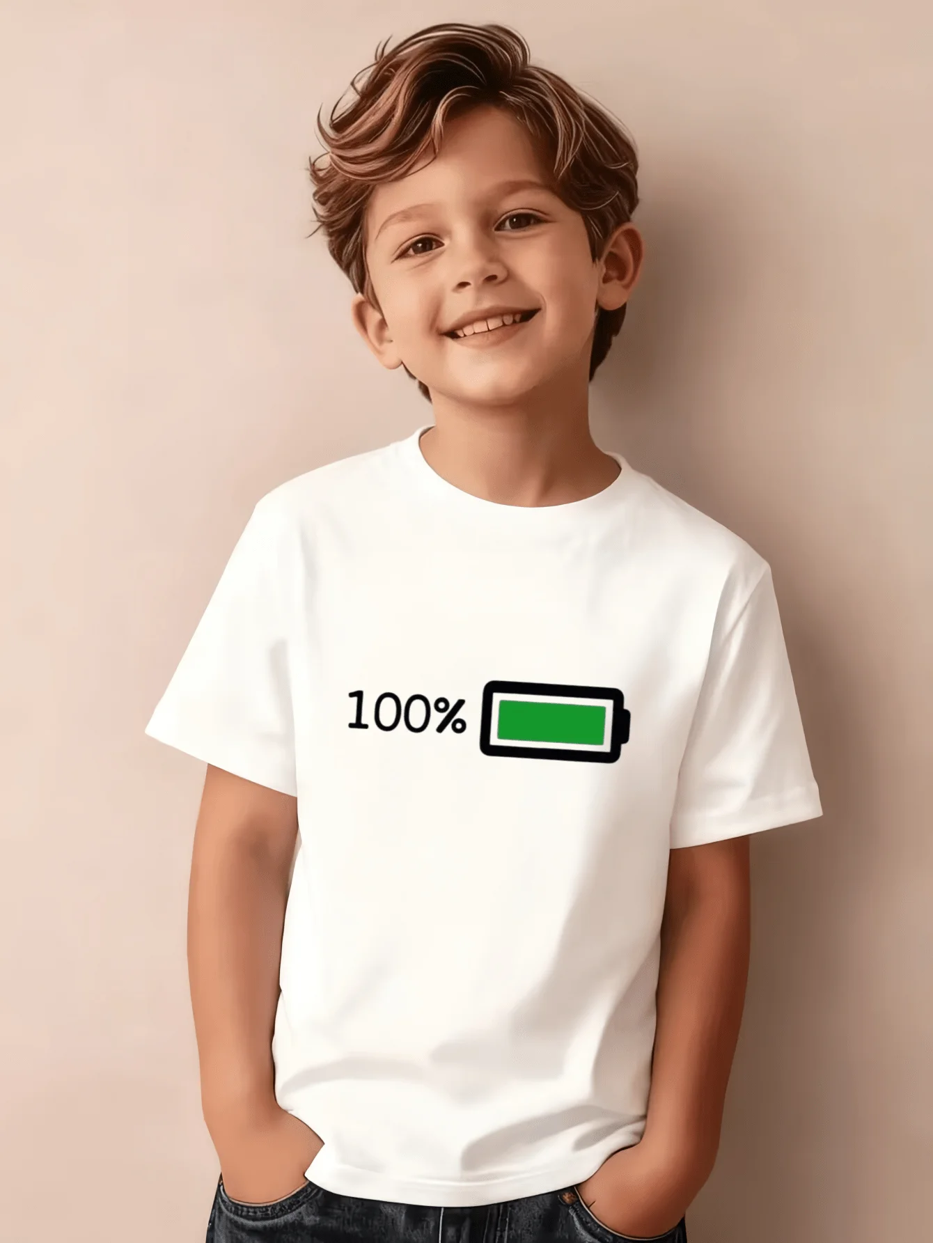 Family 100 Full Battery Matching Cotton Tee Parent Boy Girl Soft Summer Crew Neck Short Sleeve Top for Funny Family Fans Tops