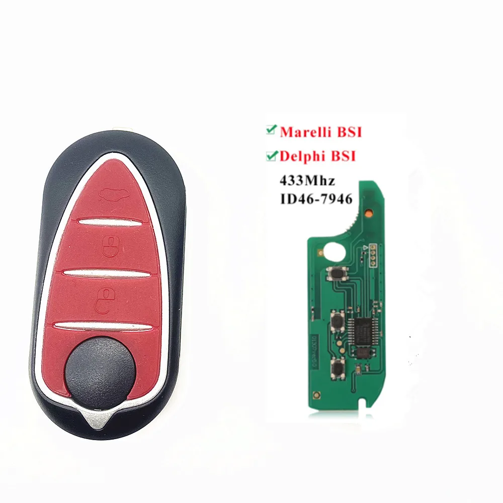 

2023 3 Buttons Remote Flip Car Key Fob For Alfa Romeo Mito 2008-2015 Giulietta 2010-2016 433Mhz ASk ID46-7946 Auto Keys