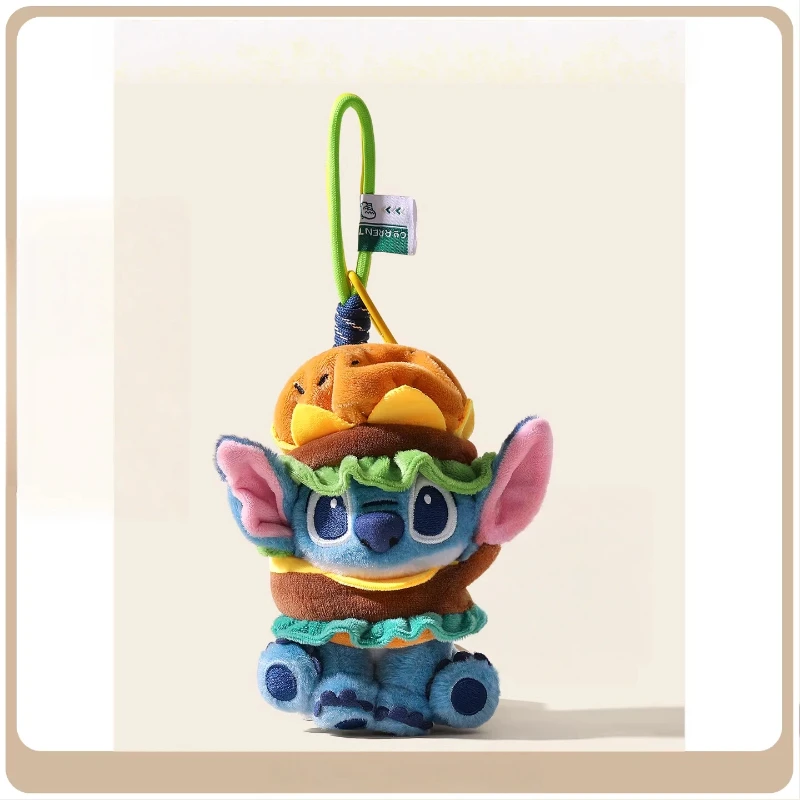 

Disney Licensed Stitch Plush Keychain Hamburger Hat Soft Stuffed Doll Bag Pendant Backpack Charm For Girls