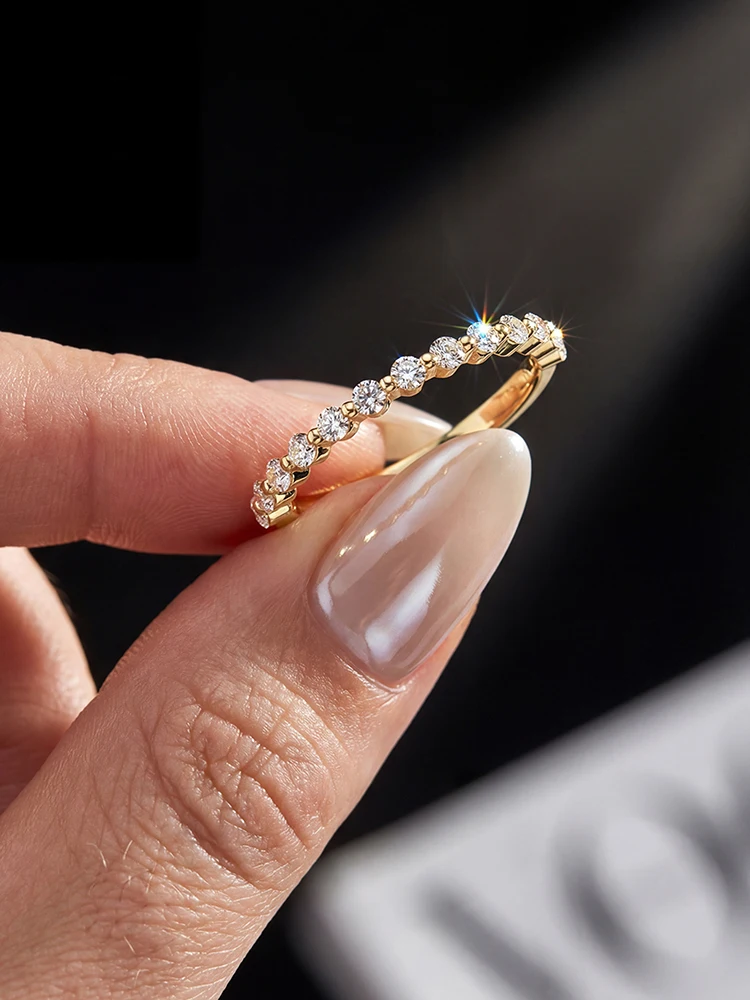Exquisiter 2MM Echter Moissanit-Diamant Runder Ehering für Damen, Verlobungsring, Upgrade, Modischer Hochwertiger Schmuck – Detail 6