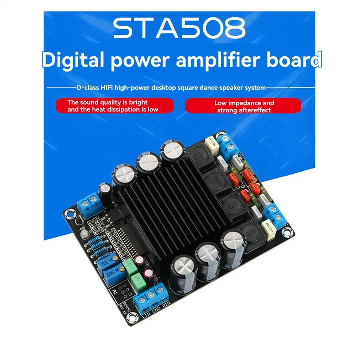 STA508 Digital Power Amplifier Board Fever Level 80Wx2 Super Power Square Dance Trolley Box Audio Power Amplifier 12-30V