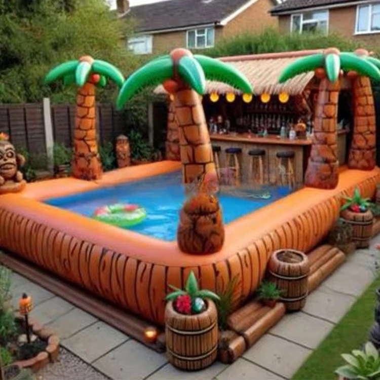 Backyard Commercial Inflatables Multi-person Leisure Sofa Lounger Row Floating Inflatable bar Pool with Seats