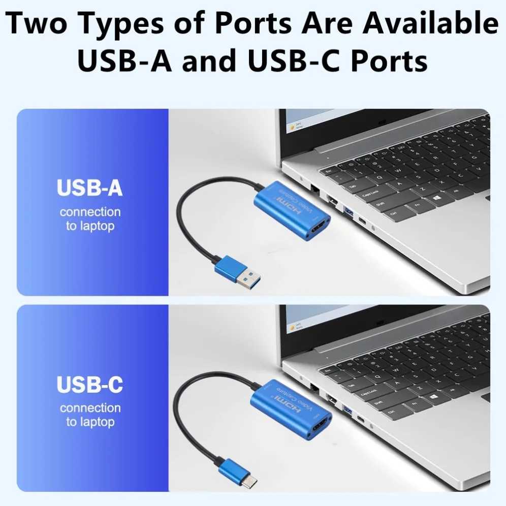 การ์ดจับภาพวิดีโอ USB 3.0 HDMI เป็น us/type-C บันทึกเกม Grabber สำหรับสวิตช์ Xbox PS3/4เกมสดสตรีมมิ่งเครื่องบันทึกวีดีโอ