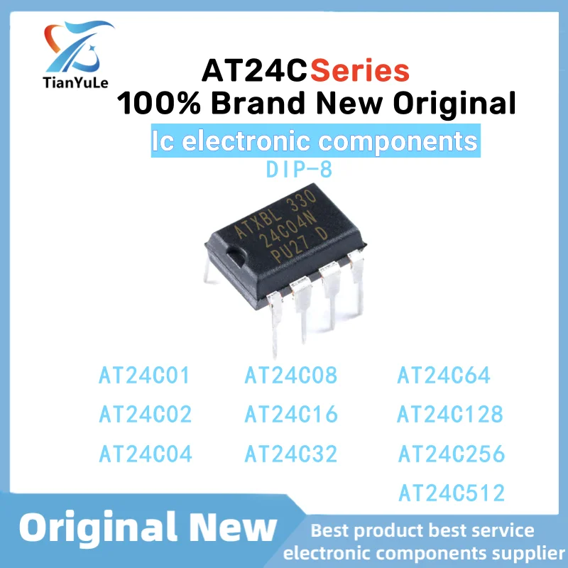 10PCS AT24C01 AT24C02 AT24C04 AT24C08 AT24C16 AT24C32 AT24C64 AT24C128 AT24C256 AT24C512 DIP-8 New and Original IC Chipset