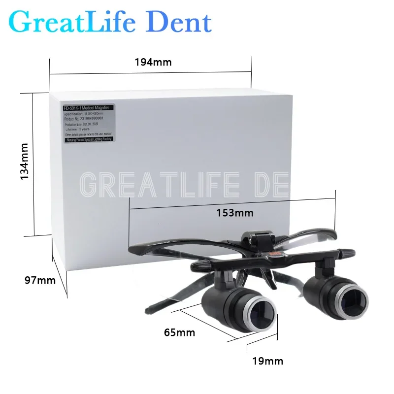 GreatLife 4X 5X 6X 420mm Binocular KWS Dental Loupe FD-501K Kepler Frame Magnifying Glasses Medical Operation Cosmetic Surgery