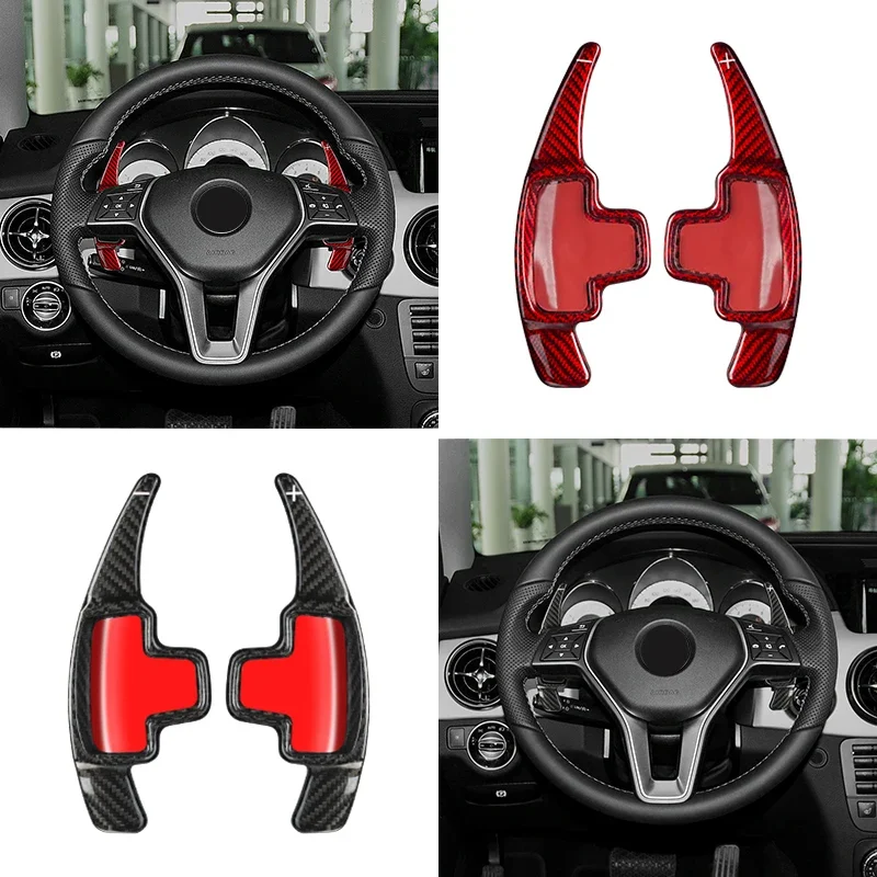 Forged carbon fiber material Car trim interior Steering wheel Shift Gear paddles For BENZ C E Class W204 W212 GLA GLK