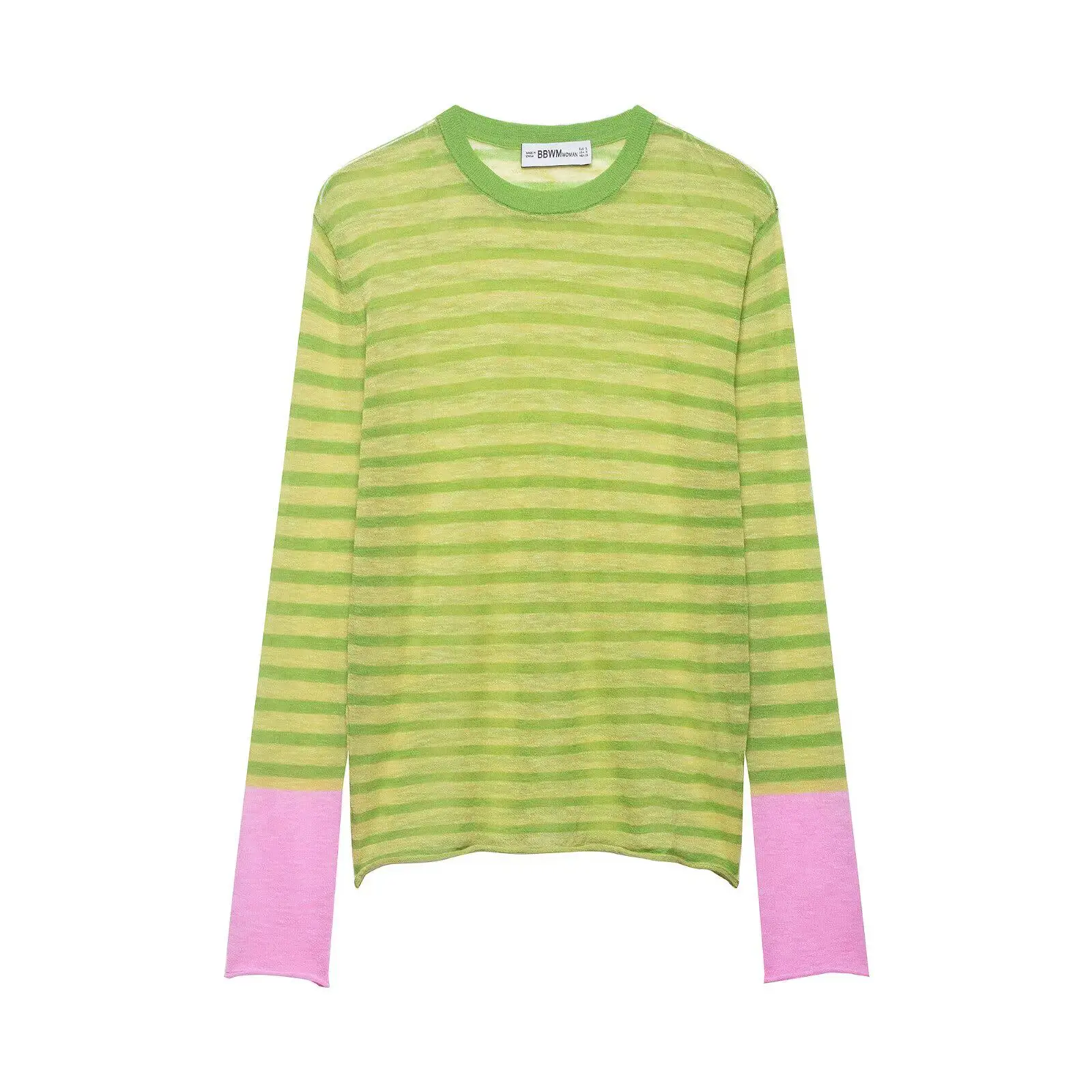 Fashionable Striped Knitwear Spring New Arrival Women's Loose Fit Casual round Neck Long Sleeve Polyester Fiber Casual Wear