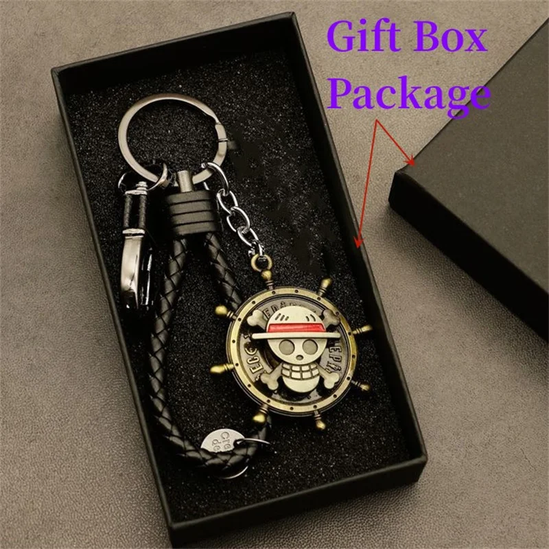 الموضة الإبداعية سلسلة مفاتيح سحرية OP أنيمي لوفي قبعة مرساة قلادة المفاتيح للرجال النساء طفل هدية زوجين سلسلة مفاتيح صندوق الهدايا