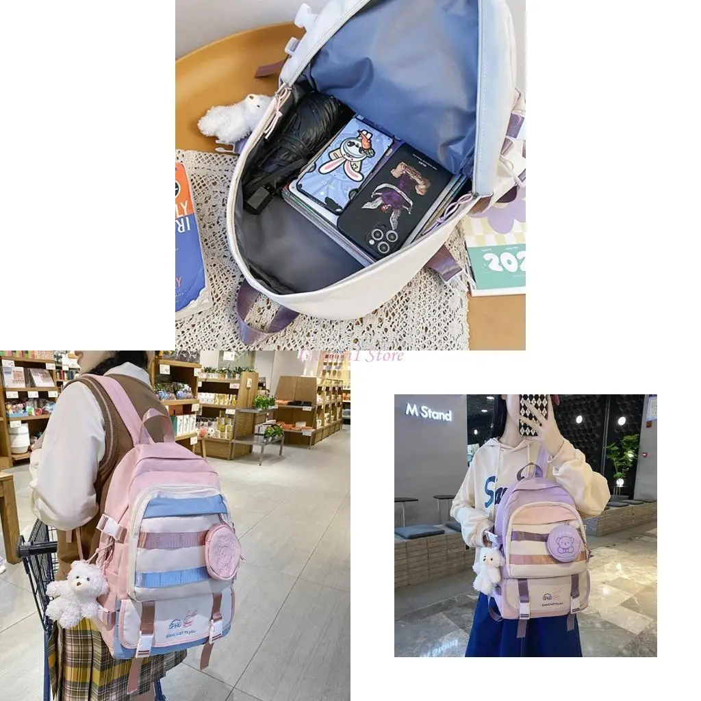 

Y1UB Women Backpack with Purse Nylon School Bookbag Daypack Fashion Large Capacity Rucksack for Teenager Girls