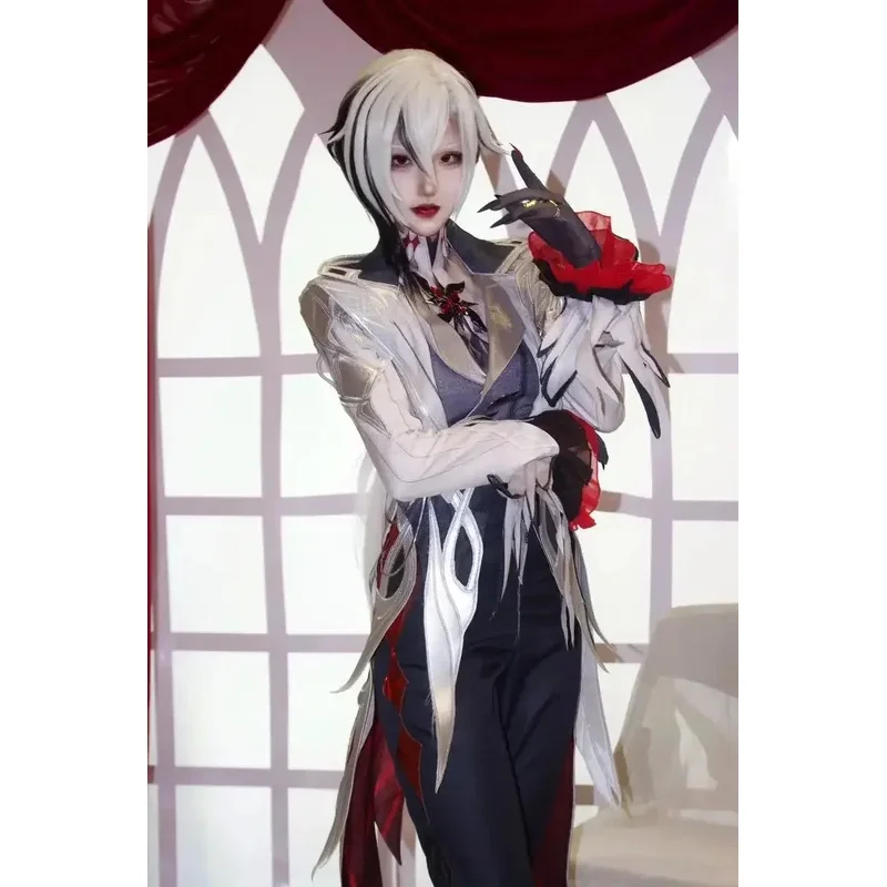 Genshin Impact Harlequin Cosplay Full Set Adult Women's Costume Wig And Uniform Suit for Halloween Carnival Party Role Play