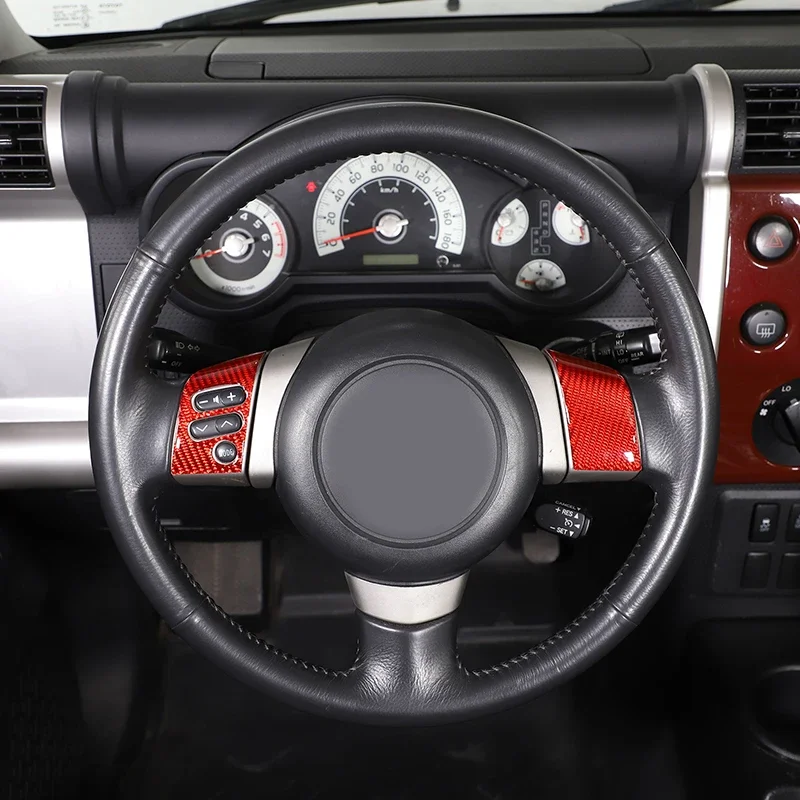 

For Toyota FJ Cruiser 2007-2021 Soft Carbon Fibre Car Front Car Steering Wheel Button Cover Trim Sticker Car Accessories