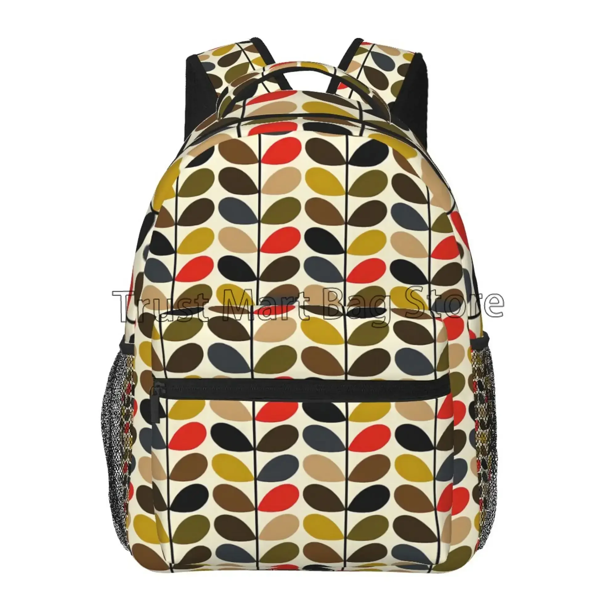 Orla Kiely Rucksäcke mit buntem Blattmuster, Schultasche, leicht, für Studenten, Büchertasche, Unisex, Laptop, Tagesrucksack für Reisen, Wandern, Camping