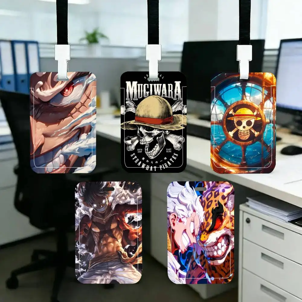 

Luffy Anime ID Card Holder Neck Strap Pendant Door Badge Holder Lanyards Keychain Work Credential Case Gift