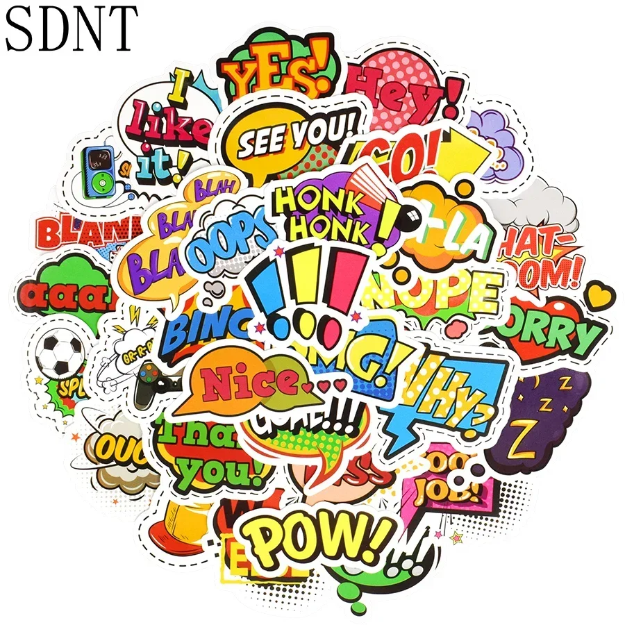 

50PCS Pop Buzzword Sticker Creative Funny Style Text PVC Stickers Children Gift DIY Skateboard Scrapbook Laptop Suitcase Bicycle