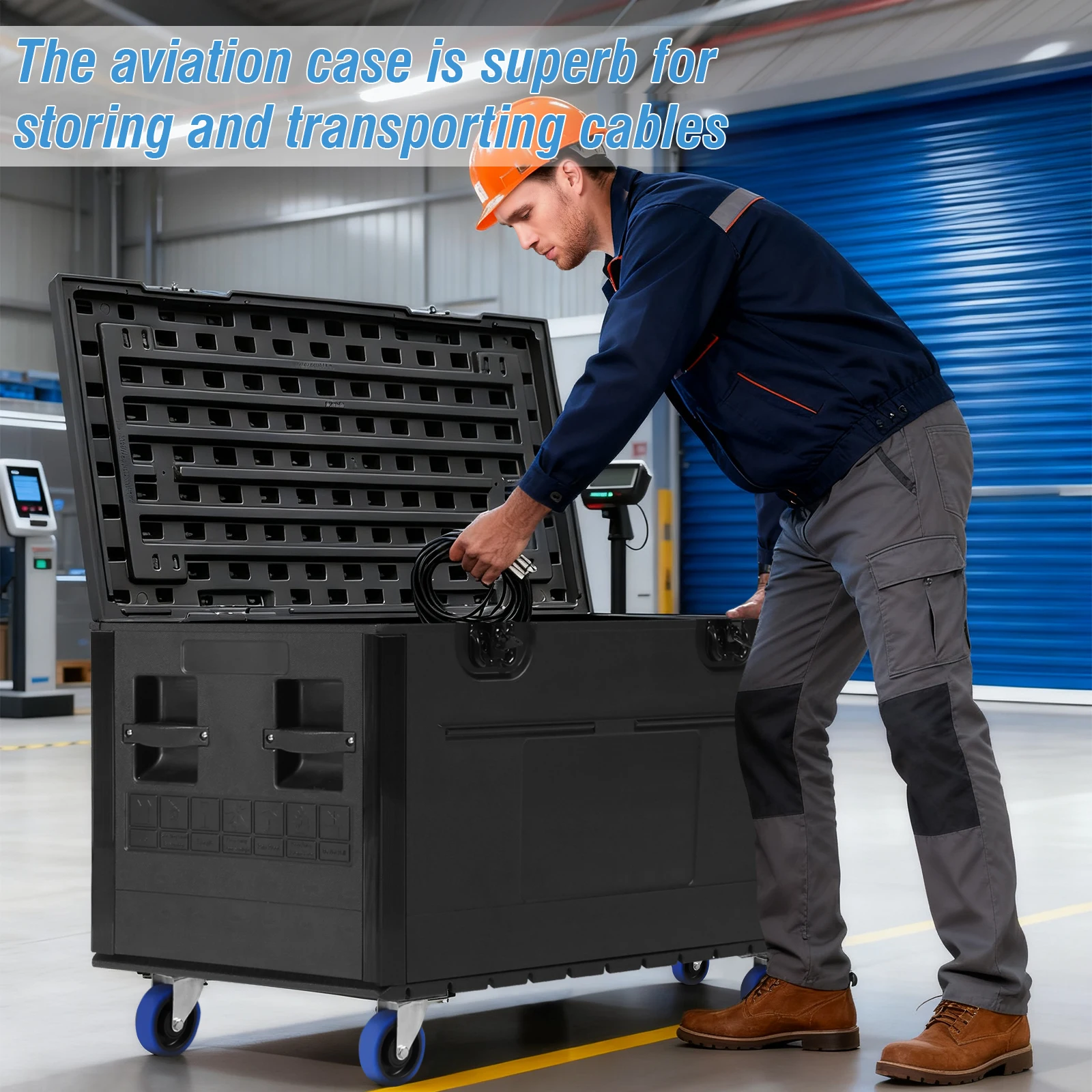 Flight Case with Lockable Casters Cable Trunk Road Case Stackable ATA Rolling Road Case for Pro Audio DJ Equipment