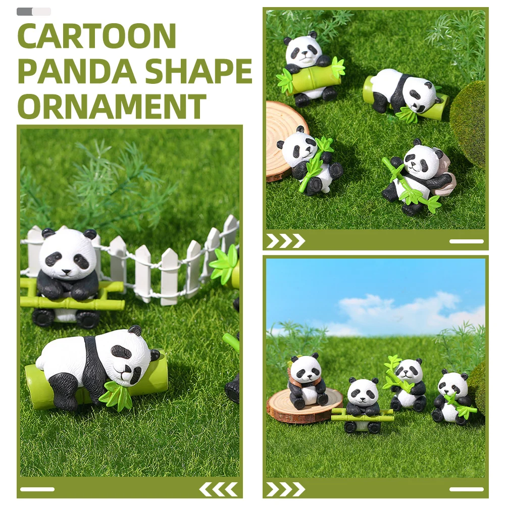 8Pcs Panda Sculpture Resin Miniature Cartoon Decorative Ornaments for Garden Desk Home Decor Realistic Animal Figures Resin