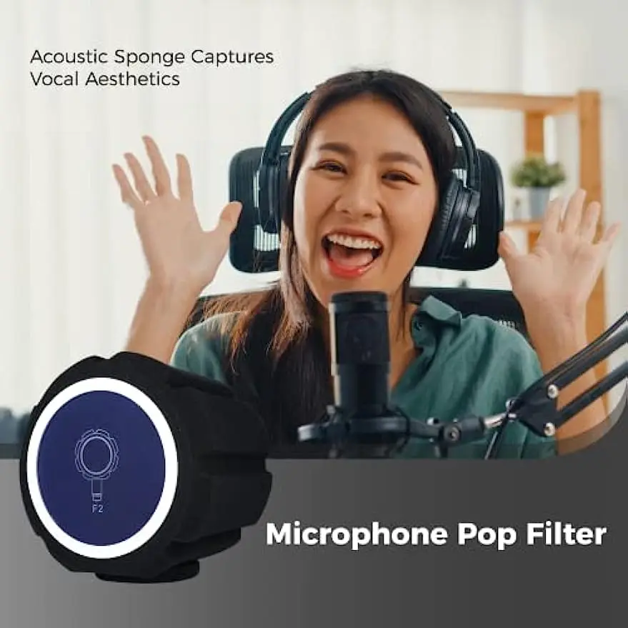 Microphone Pop Filter, Wind Shield Acoustic Filter , Vocal Isolation Foam Ball, Noise Canceling Sponge Microphone Windscreen view 2