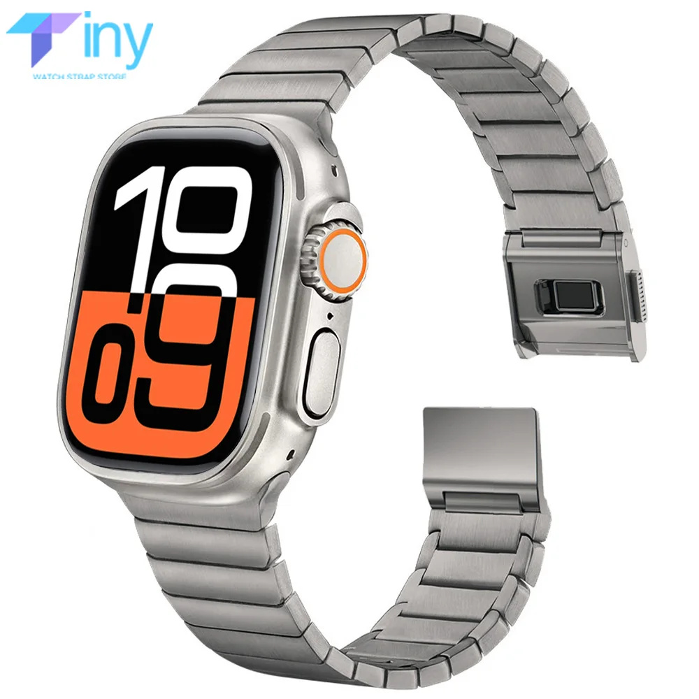 

Титановый ремешок для Apple Watch Ultra 3/2 49 мм 46 мм 45 мм 44 мм 42 мм Металлический магнитный ремешок для браслета Iwatch Series 11 10 9 8 7 SE