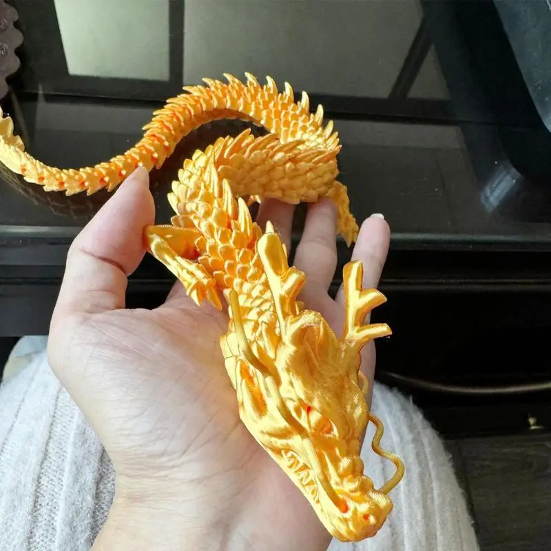 3D Articulated Dragon Posable Gold Articulated Dragon Toy Sensory Fidget Toys For Boys Girls Youth