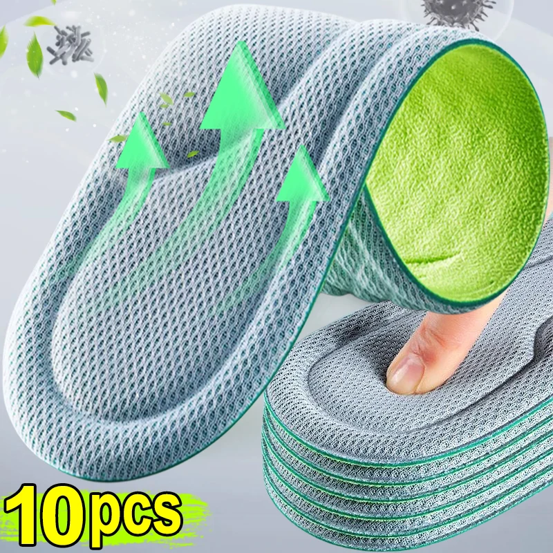 Plantillas suaves de espuma viscoelástica para hombres y mujeres, almohadillas para zapatos, desodorante antibacteriano Nano, plantilla deportiva, cojín para correr con absorción del sudor, 2/10 piezas