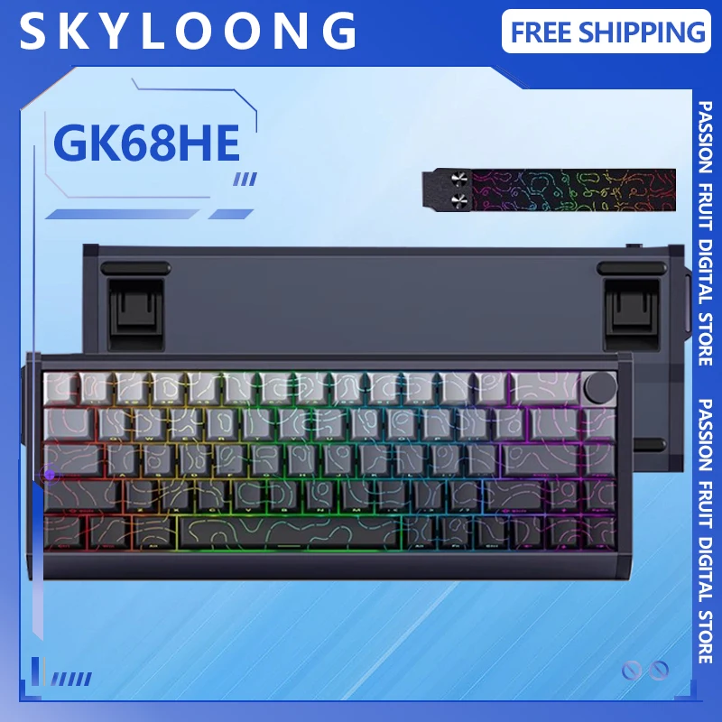 

Механическая клавиатура Skyloong GK68HE, проводная USB Gateron RT0.02, 8K, магнитный переключатель по индивидуальному заказу, игровая клавиатура для ПК, подарок