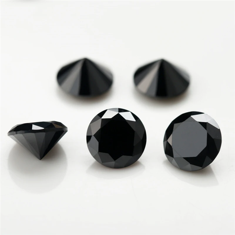 Small Size 0.8~4.0mm 10PCS~10000PCS Round Black Cubic Zirconia Stones Round Brilliant Cut Loose CZ Stones DIY Jewelry