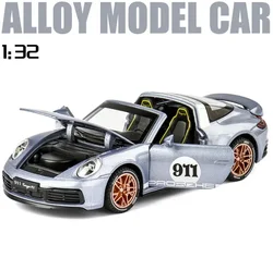 1:32 Porsche 911 Targa 4S Convertible Sports Alloy Car Model Diecast Sound Super Racing Lifting Tail Hot Car For Boy Gifts