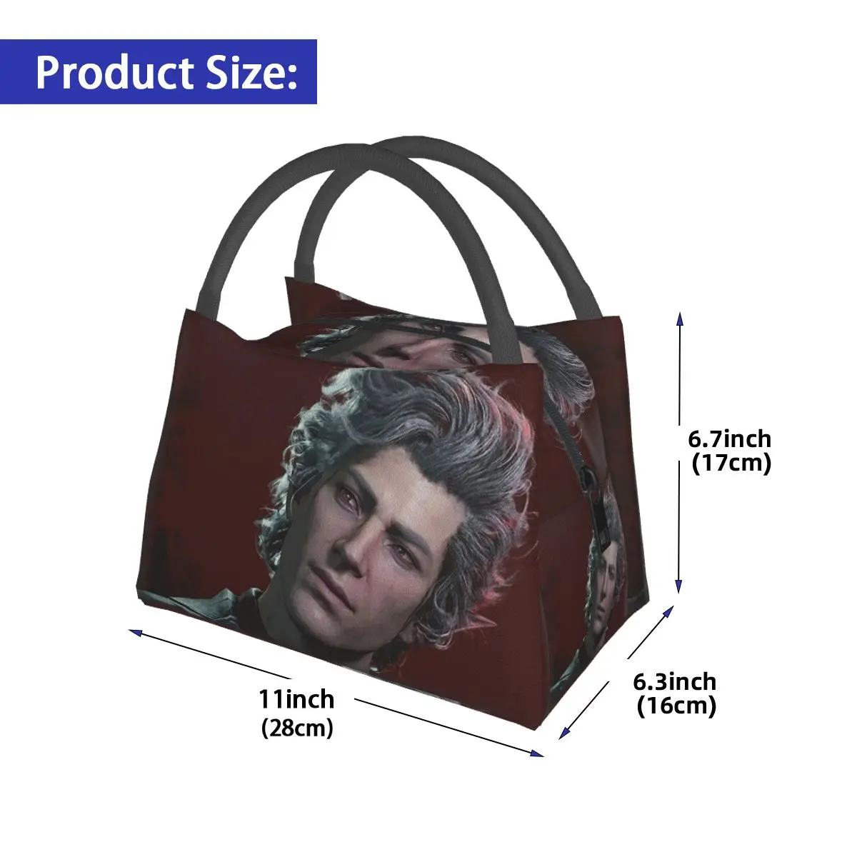 Baldur's Gate 3 Astarion Vampire Character Insulated Lunch Bag for Women Kids Leakproof Food Boxes Thermal Lunch Box Tote