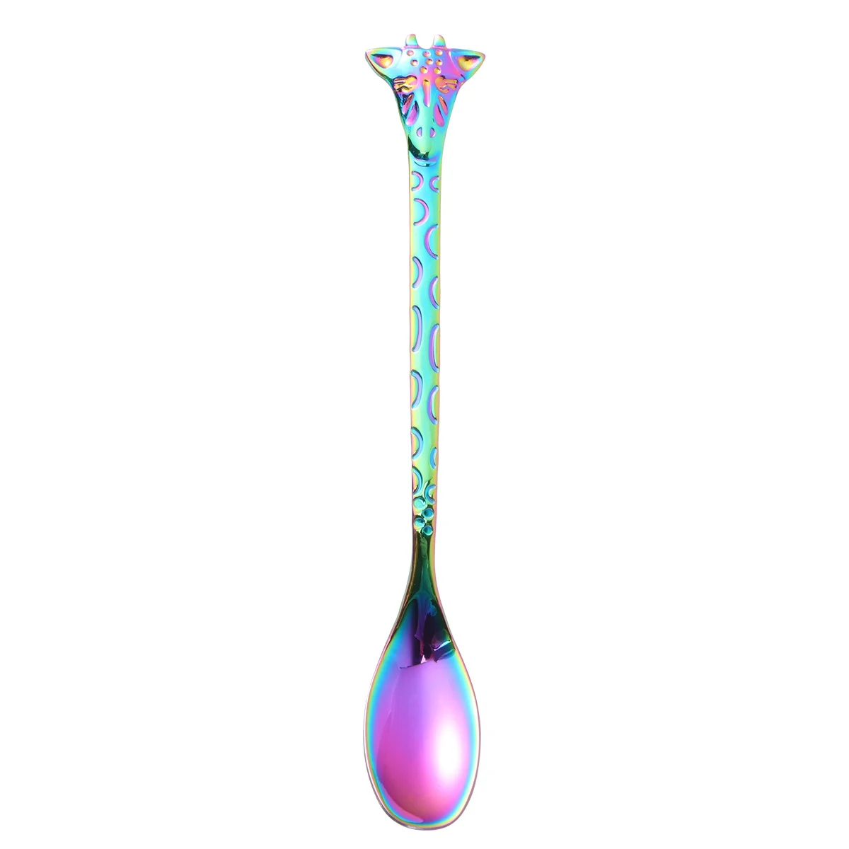 

Giraffe Shape 304 Stainless Steel Long Stirring Spoon Colorful Dessert Tea Coffee Ice Cream Scoop Kitchen Utensil
