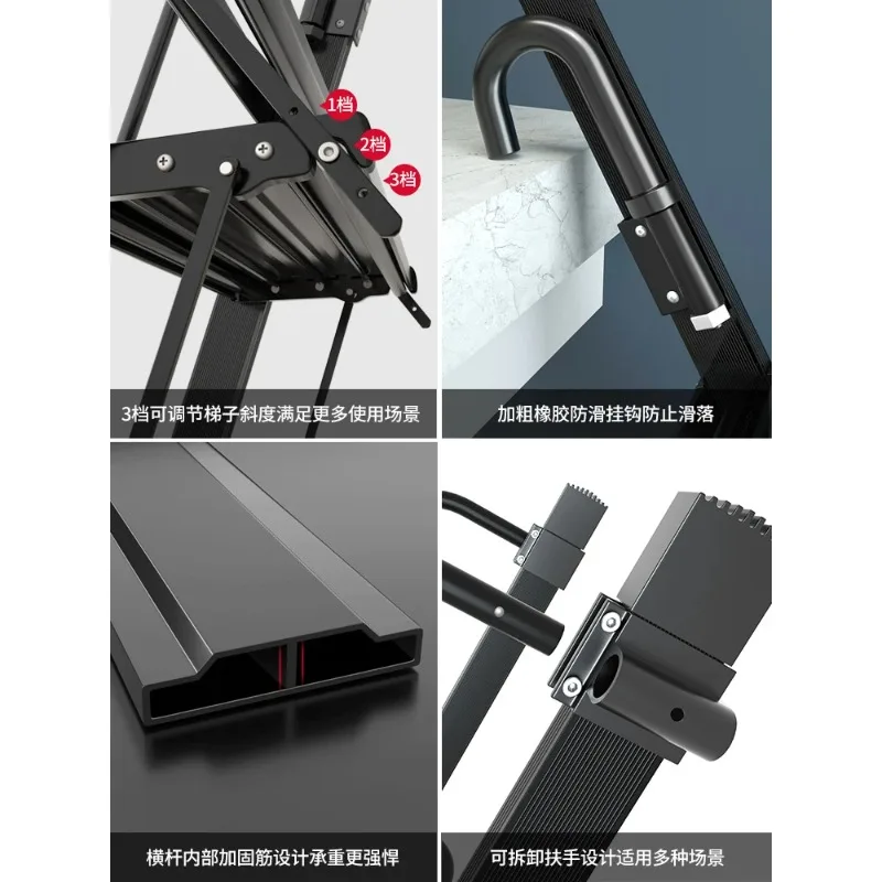 Attic  Household Aluminum Alloy Folding Step Plate  Indoor Straight Single-Side Ladder Customization